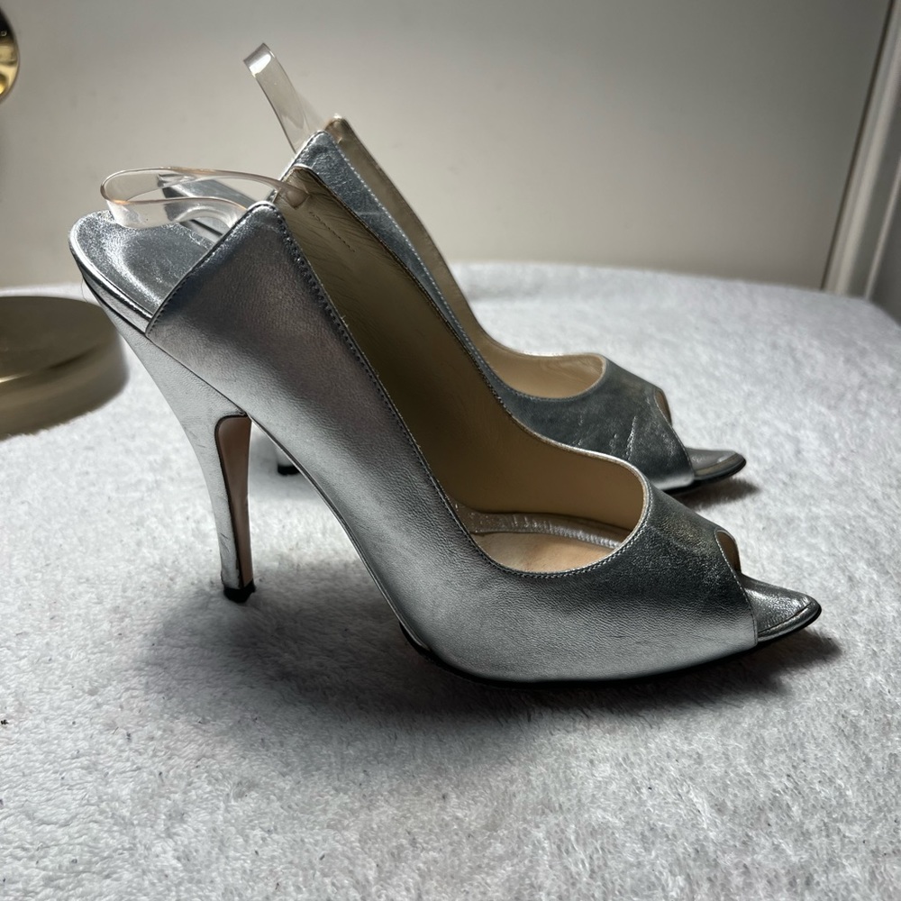 Gucci slingback pointed peep toe pumps